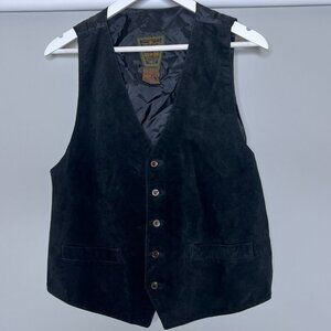Dual Control VTG Suede Leather Vest Waistcoat Medium Black Western Biker Cowboy